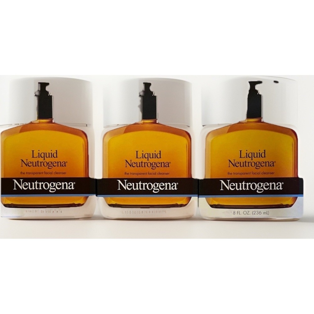 3 PACK Liquid Neutrogena Fragrance Free Facial Cleansing Formula Transparent New